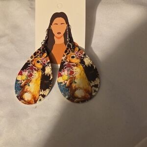 Floral Rabbit Drop Earrings